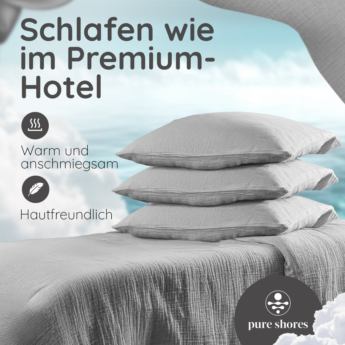 Musselin Tuch 100% Baumwolle – 130x120 Cm, Vorgewaschen, Superweich – Nationales Produkt