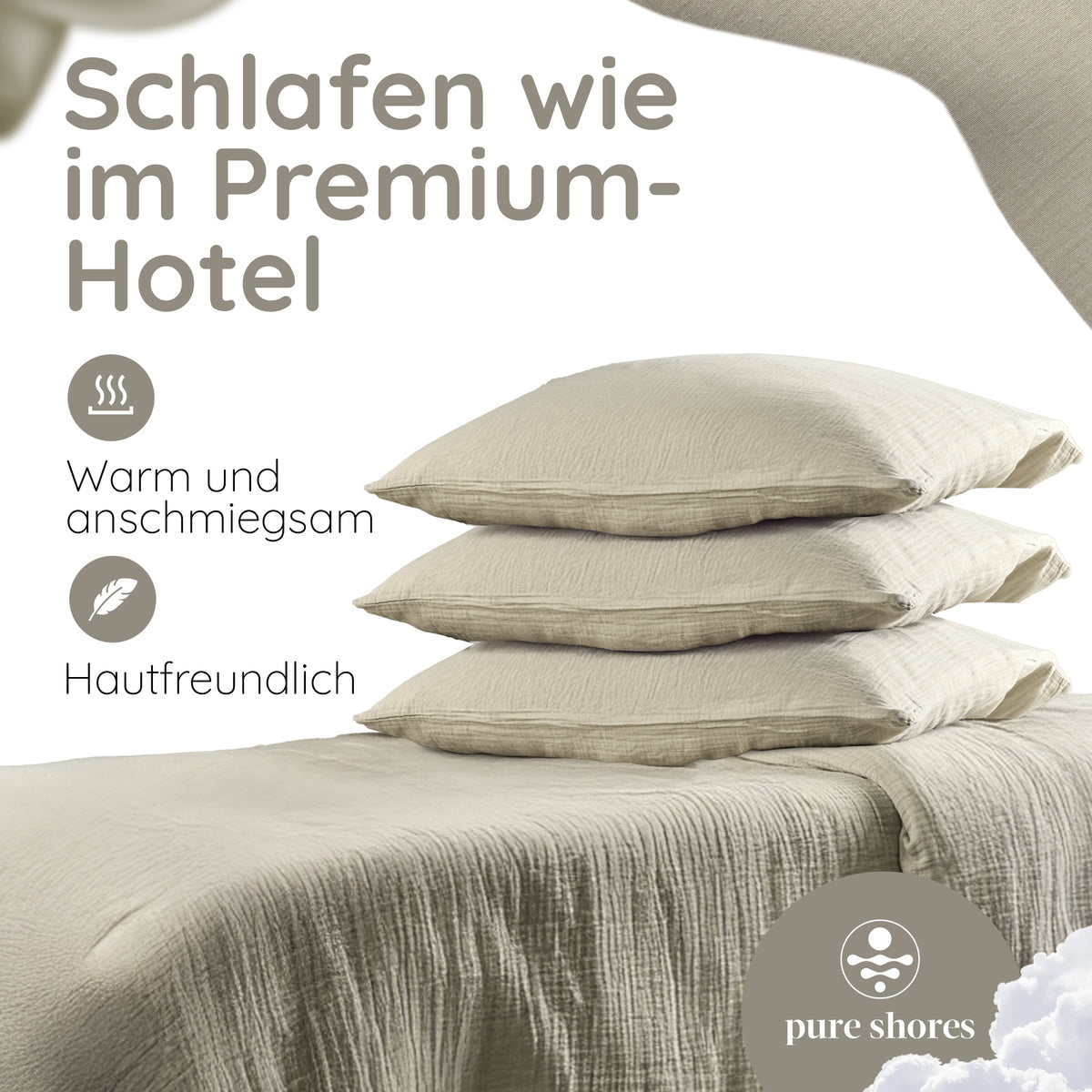 Musselin Bettwäsche Signature 100% Baumwolle – atmungsaktiv & weich (O – pure shores GmbH