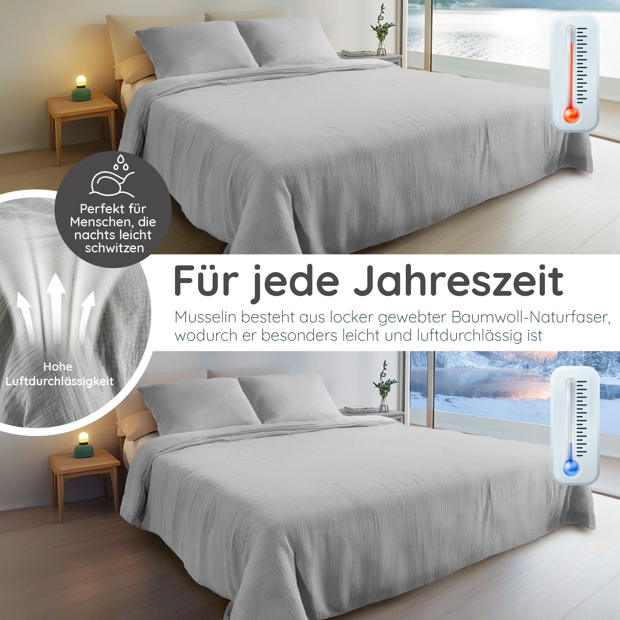 Musselin-Bettwäsche (Bio - GOTS zertifiziert)