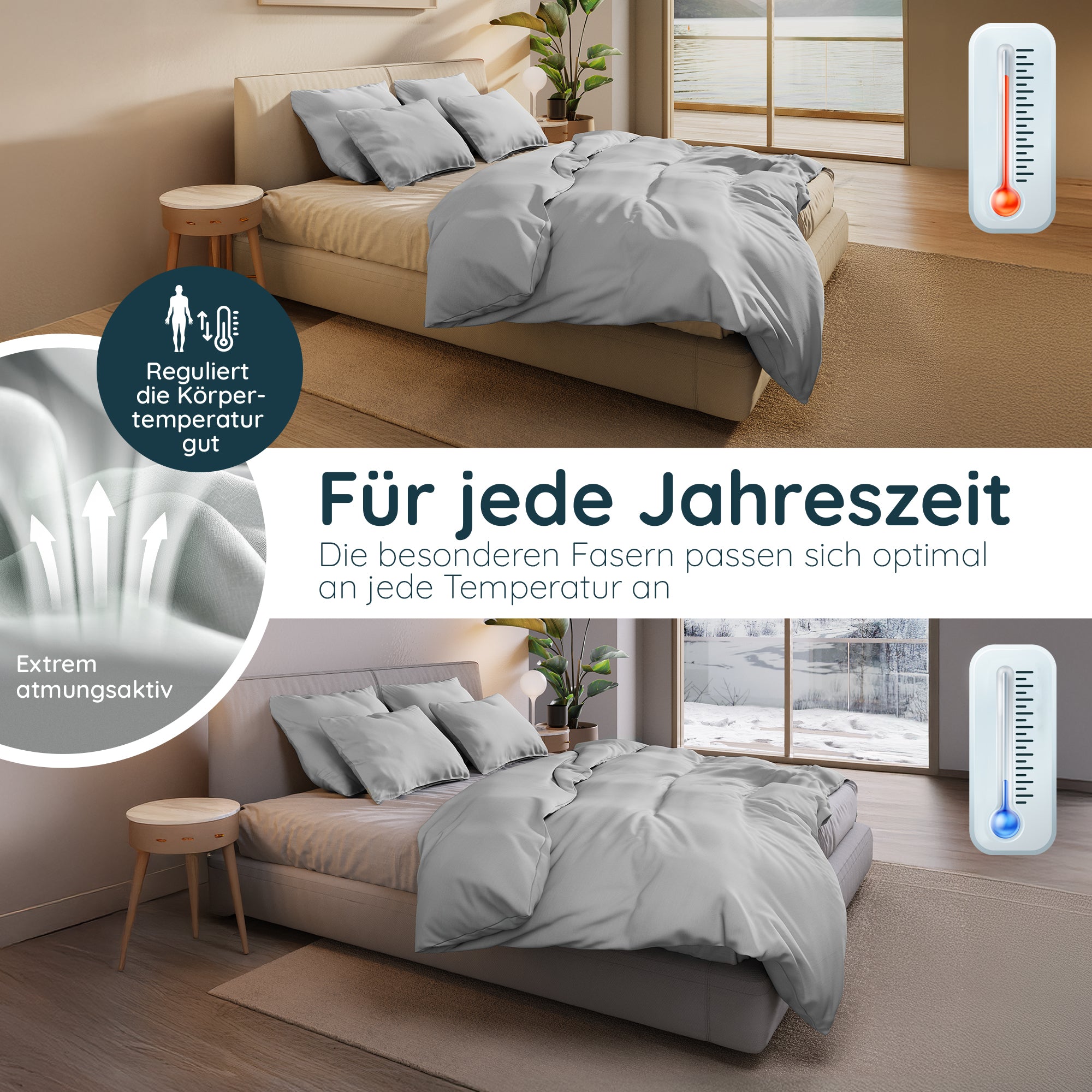 Pure Shores Lyocell Bettwäsche Set 135x200 Cm, Tencel, Oeko-Tex – Atmungsaktiv & Nachhaltig