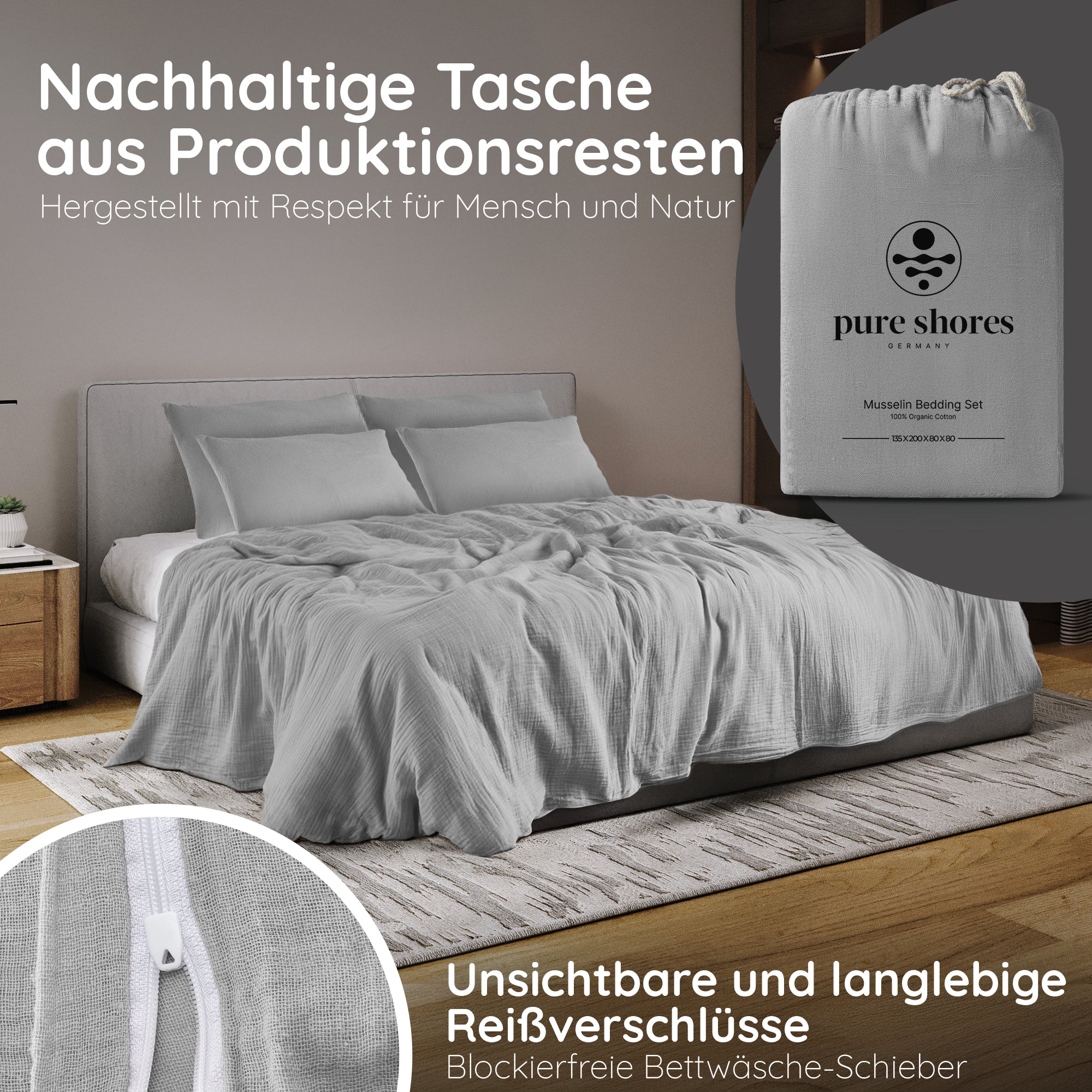 Musselin-Bettwäsche (Bio - GOTS zertifiziert)