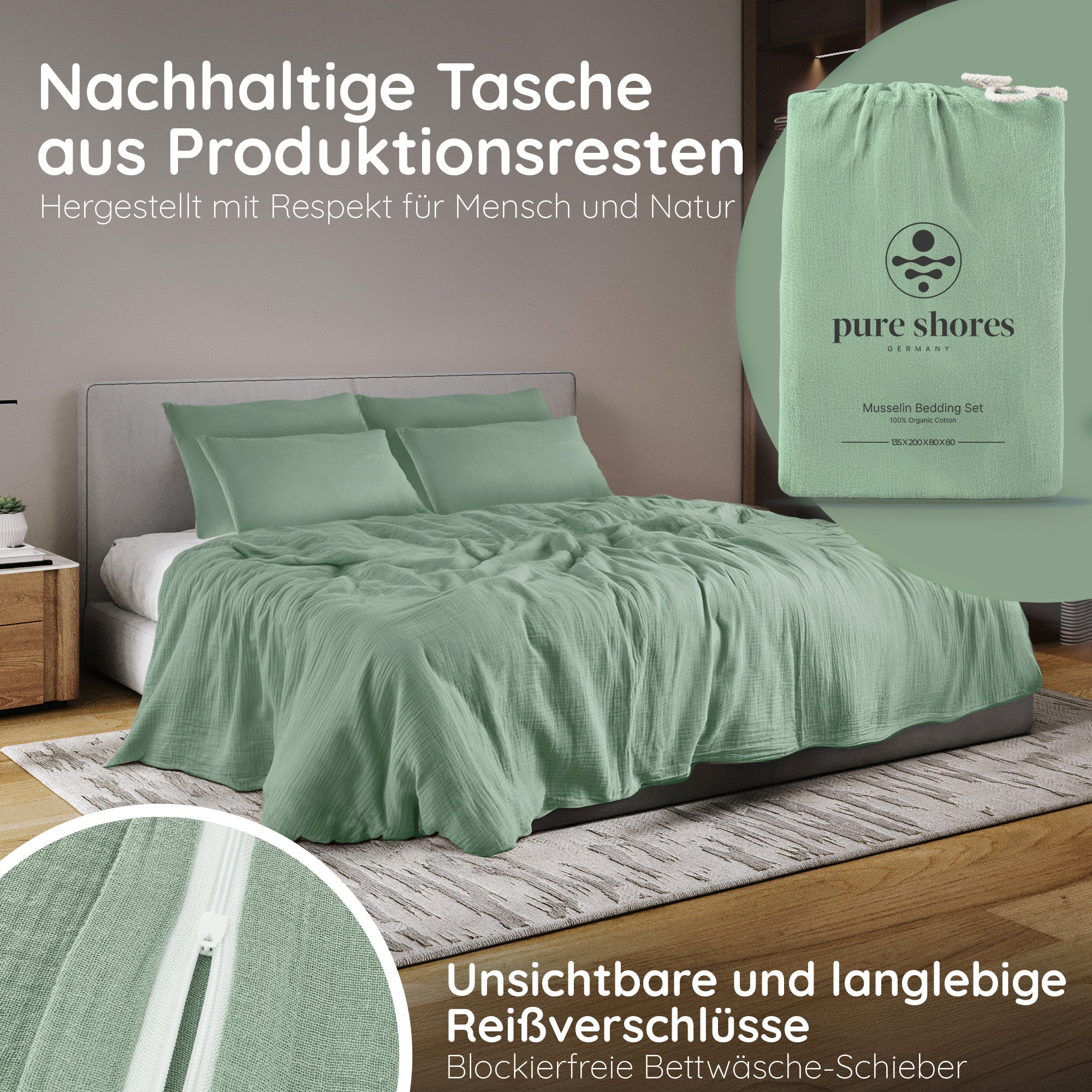 Musselin Bettwäsche [PREMIUM] 100% Baumwolle – atmungsaktiv & weich (OEKO-TEX®)