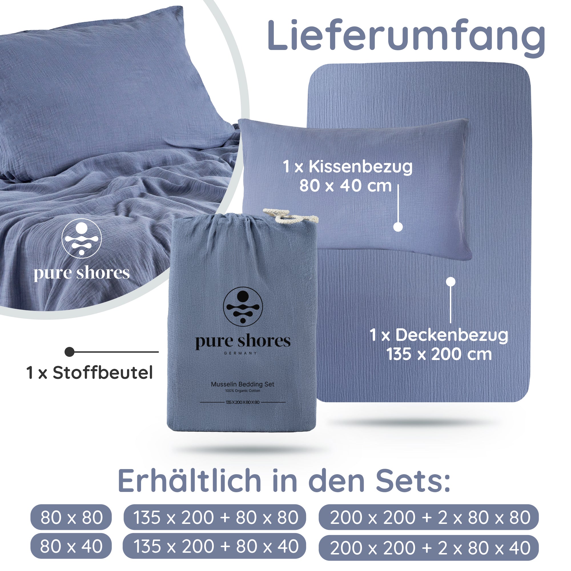 Musselin Bettwäsche [PREMIUM] 100% Baumwolle – atmungsaktiv & weich (OEKO-TEX®)