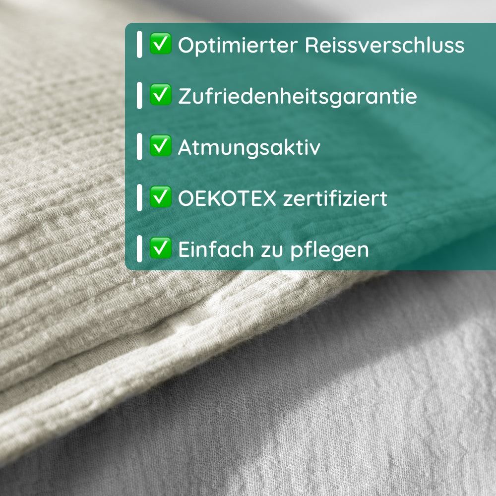 Musselin Bettwäsche [PREMIUM] 100% Baumwolle – atmungsaktiv & weich (OEKO-TEX®)