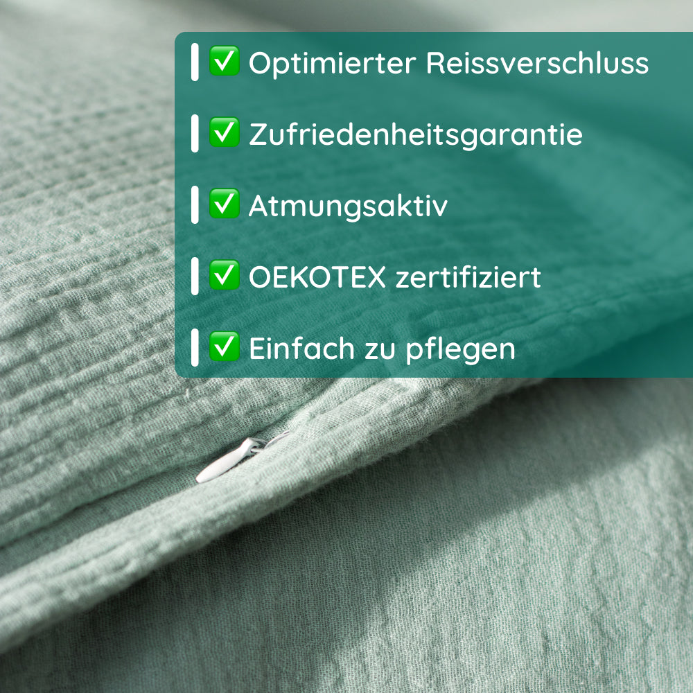 Musselin Bettwäsche [PREMIUM] 100% Baumwolle – atmungsaktiv & weich (OEKO-TEX®)